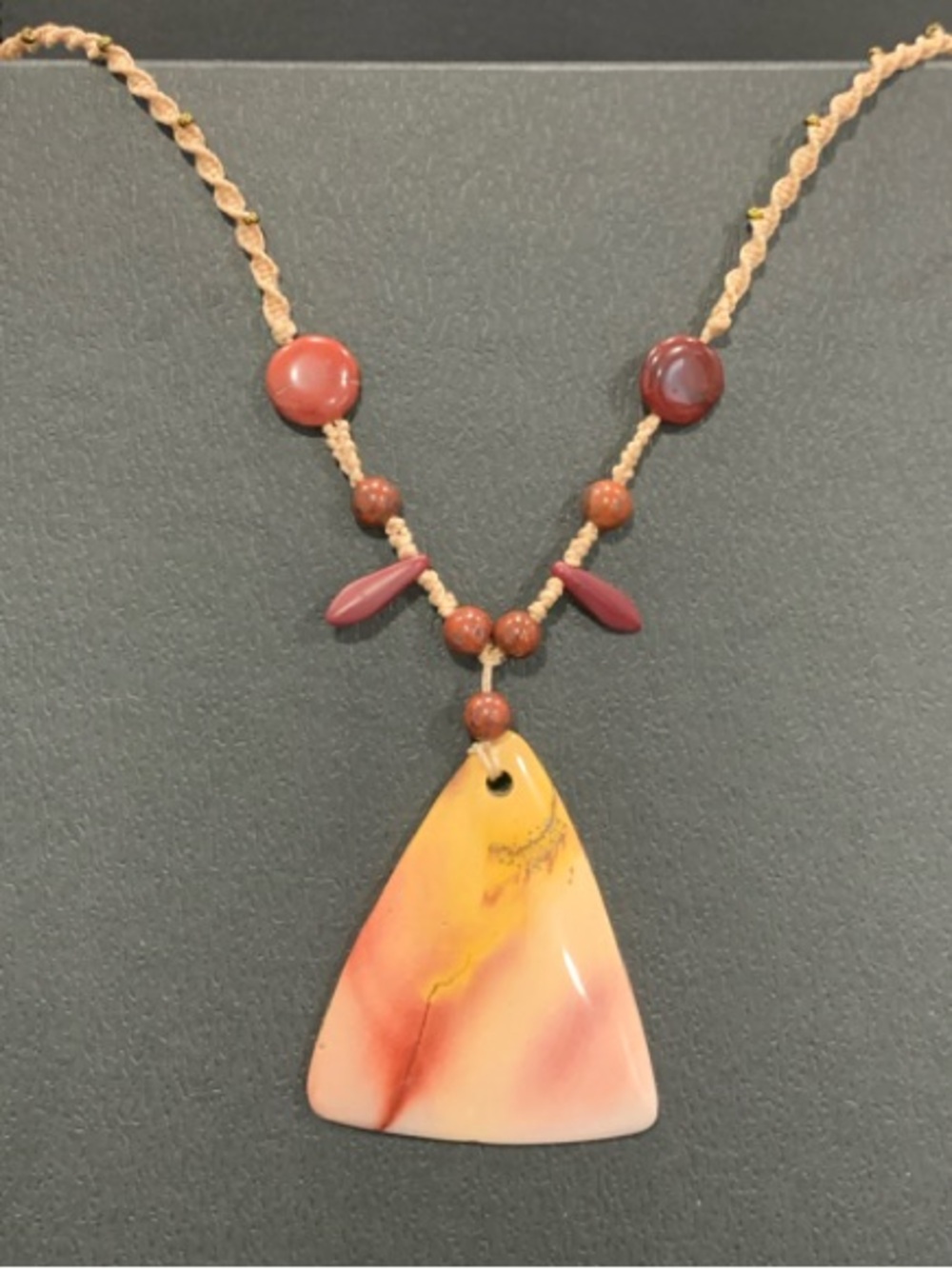 Handmade Peach-Orange Agate Pendant Necklace - Women Jewelry